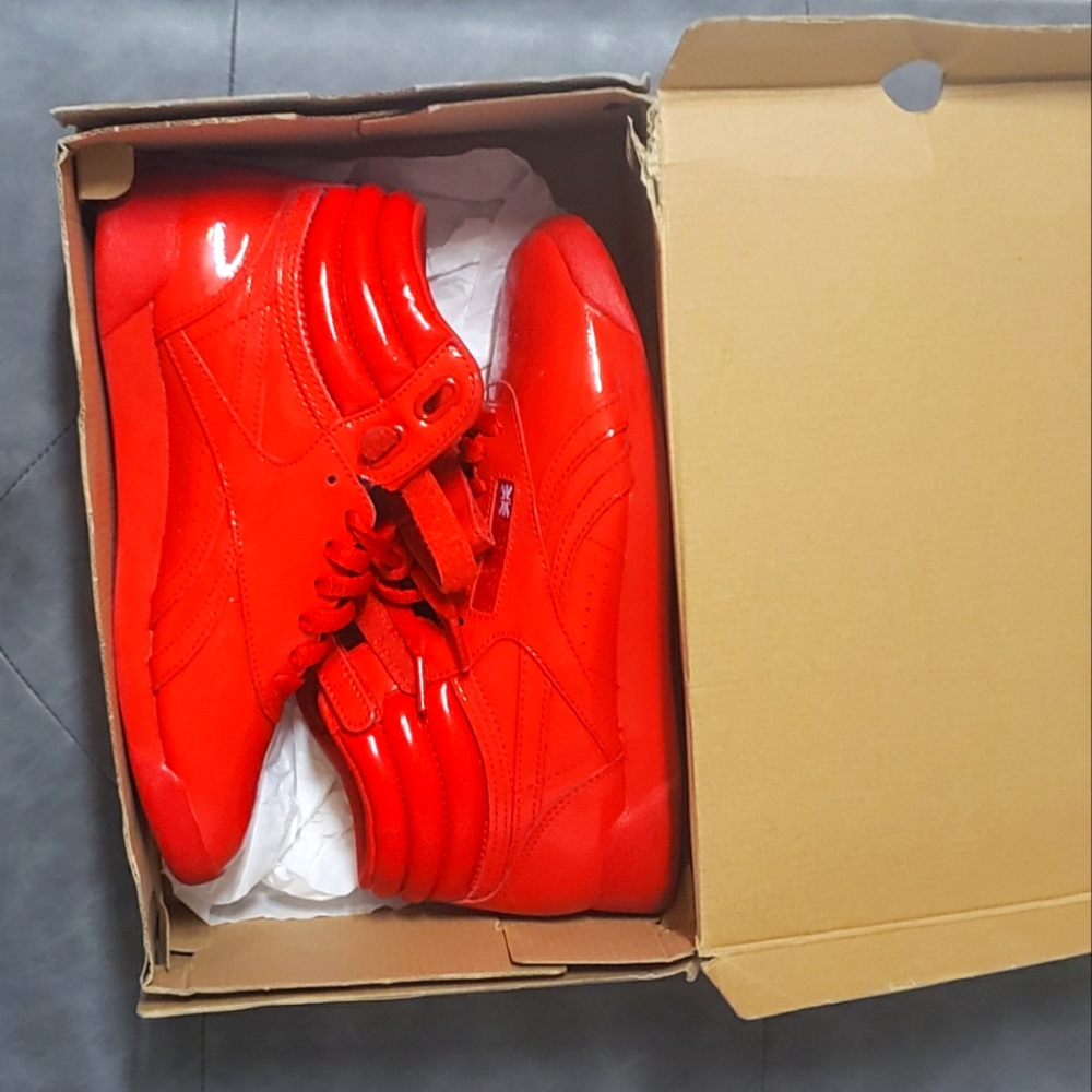 Reebok High-Top Athletic Sneakers in Bright Red